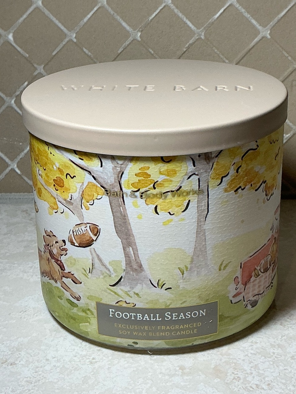 Bath & Body Works Football Season 3-Wick Scented Candle White Barn 14.5oz NWT
